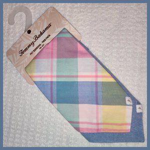 NWT Tommy Bahama Pet/Dog Bandana 2 Pack -100% Cotton- Pastel Plaid & Oxford Blue